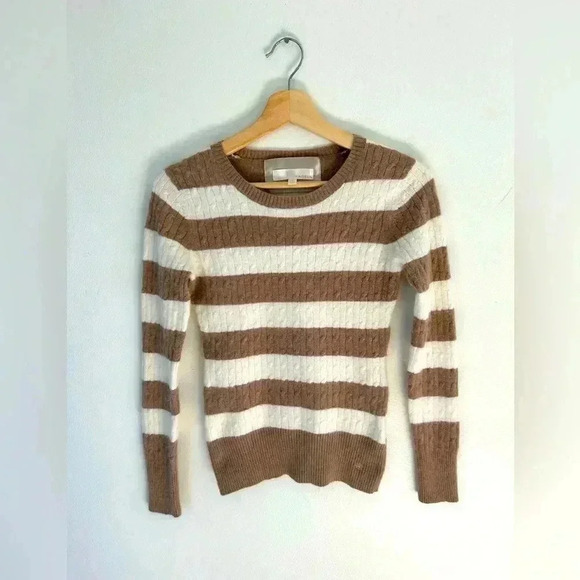 KAISELY angora rabbit/ woo blend stripped knit crew neck sweater sz M j crew - Picture 2 of 7